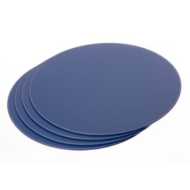 Nikalaz Round Placemats Set (Pack of 4) Recycled Leather Table Mats 15 inches, Kitchen Dining Table Decor by Nikalaz (Blue)