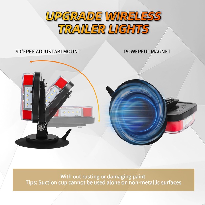 Yinaolan Wireless Trailer Lights Kit with Adjustable Bracket, IP67 Waterproof