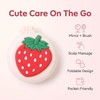 Strawberry Travel Hair Brush, Folding Round Massage Brush with Mini