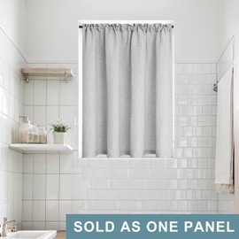 KOUFALL Linen Sidelight Door Curtain 40 Inch Length Light Filtering French Door Grey Short Curtains for Front Doors Including Bonus Adjustable Tieback 25 by 40 Inches Long Single Dove Gray Panel