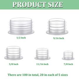 100 Pieces Salt and Pepper Shaker Stoppers 1/2 Inch, 9/16 Inch, 5/8 Inch, 11/16 Inch and 7/8 Inch Plastic Salt Shaker Plug Replacement Salt and Pepper Shaker Stoppers for Pots Bottles Pipes
