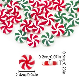 WELANE Christmas Candy Decor, 60 PCS Mini Red Green Christmas Tree Hanging Peppermint Ornaments for DIY Crafts, Holiday Party Decoration (2.4 x 0.6cm/0.95 x 0.24in)