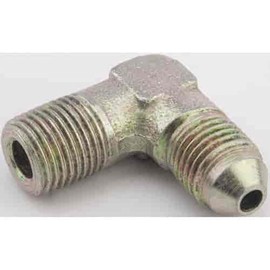 JEGS AN To Brake Line Fitting Adapters | -3AN x 1/8” NPT | Male To Male 90 Degrees | 1 Per Package | Zinc-Plated Steel
