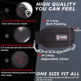 Dip Belt With Chain Weighted Belt for Pullups - Heavy Duty Dip Belt with Chain & Weighted Belt for Workout - Weighted Pull Up Belt for Weightlifting Men & Women