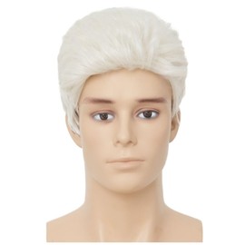 Salaibs White Short Wigs for Men Natural Layered Synthetic Heat Resistant Realistic Male Hiar Wig for Daily Use