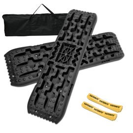 YATOINTO Off-Road Traction Boards with Jack Base,Recovery Boards for 4WD 4X4 Mud,Sand,Snow,Rock Tracks. Pair Recovery Tracks Tire Traction Mats with 2 Straps&Storage Bag for RV Truck Jeep SUV,Black