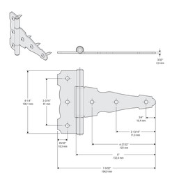 National Hardware N109-042 SPB841 Ornamental T Hinge in Black, 6 Inch