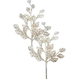 2 Pack 24" White Glittered Leaf Pick