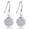 Merdia S925 Sterling Silver Simulated Crystal Ball White Ball Shaped