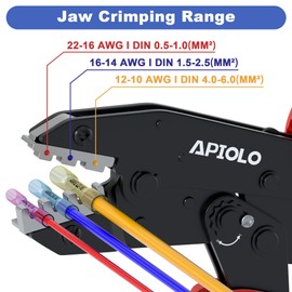 APIOLO Crimping Tool - Ratcheting Wire Crimper for Heat Shrink Terminals, Insulated Nylon, Open Barrel Terminals, Ferrule Wire End andNon-Insulated Ferrules Connectors AWG 22-10