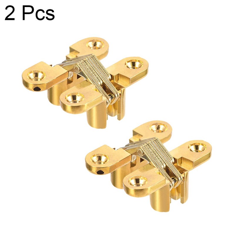 sourcing map 2pcs Invisible Concealed Cross Hinges Wooden Doors, Zinc