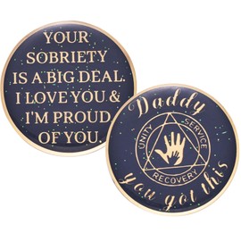 Recovery Coin AA Chips and Medallions Sobriety Coin Alcoholics Anonymous Token Sober Coin for Men Birthday Gifts for Dad from Son Daughter - Daddy You Got This