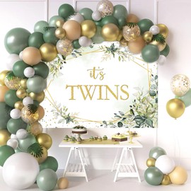 Mocsicka Greenery Twins Baby Shower Backdrop 7x5ft Eucalyptus Baby Shower Decorations Newborn Baby Party Background Photography Background