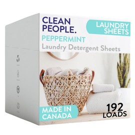 The Clean People Laundry Detergent Sheets - Laundry Soap - Ultra Concentrated, Recyclable Packaging, Stain Fighting - Peppermint, 192 Pack