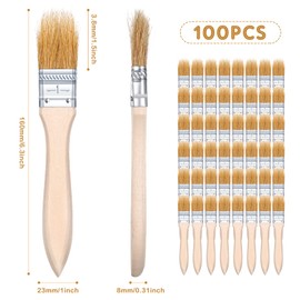 100 Pcs 1 Inch Chip Paint Brushes Bulk, Small Paint Brush Brick Stain Paintbrushes Bristle Wood Chip Brush Flat Oil Painting Brushes for Acrylic Paint, Crafts, Varnish, Furniture, Glue