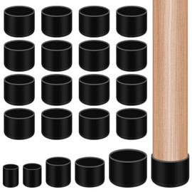 Glarks 20pcs 30mm/1.18in Round Chair Leg Caps, Black PVC Furniture Pad Table Feet Covers, Round Chair Leg Covers to Protect Wood Tile Floors Felt Pads Furniture Leg Caps Reduce Noise