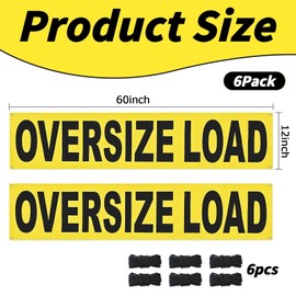 6Pcs Oversize Load Signs for Trucks Escort Vehicle Accessories 12 x 60 Inch PVC Coated Fabric Safety Oversize Load Banner Yellow and Black Equipped with Sturdy Nylon Rope for Truck Escort Vehicles Car
