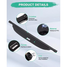 Powerty Cargo Cover for 2020-2024 Kia Telluride, Retractable Trunk Shield, Black