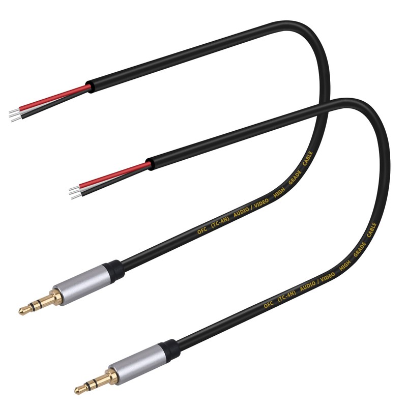 sovunis 2-Pack Replacement 3.5mm Male Plug to Bare Wire Open