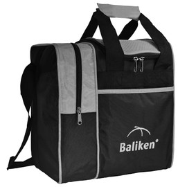 BALIKEN Deluxe Single Bowling Ball Tote Bag - Holds One Bowling Ball One Pair of Bowling Shoes Up to Mens 13 Shoes (Grey)