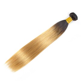 1B27 Straight Hair Bundle Ombre Hair Extensions 20 Inch Honey Blonde Weave Hair Double Weft Unprocessed Virgin Hair Bundle For Women Soft Hair Straight Bundle
