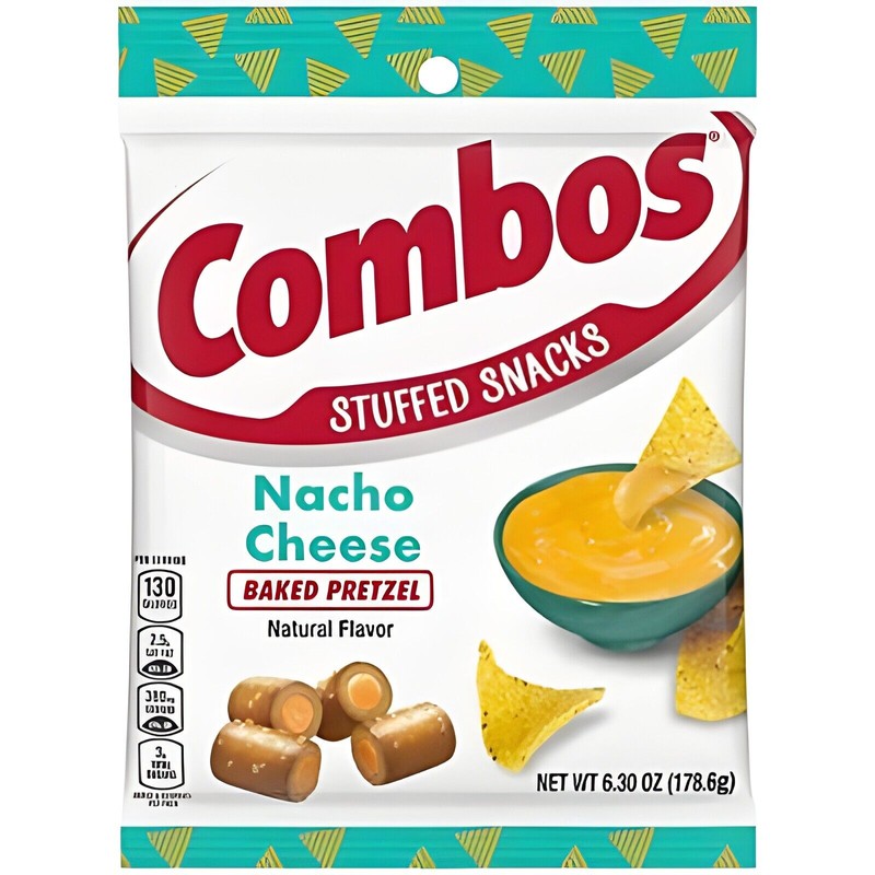 COMBOS Stuffed Snacks Nacho Cheese Baked Pretzel Snacks, 6.3 oz