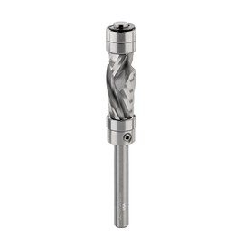 Ultra-Shear Solid Carbide Flush Trim Router Bit, 1/2" CD, 1/4" SH, 1-1/8" CL, 2FL, Compression, Spiral Bit, Top & Bottom Bearing for Template Pattern