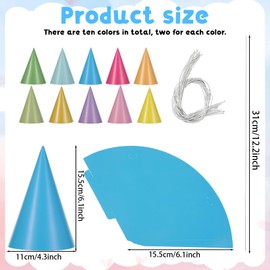 Josojoou 20Pcs Mini Birthday Party Hats Multicolor Paper Birthday Cone Hat Cute Small Party Hats for Pets Stuffed Animals Birthdays Holiday Decoration Supplies