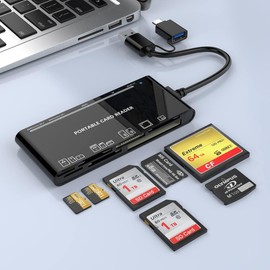 USB C USB3.0 SD Card Reader, SD/TF/CF/Micro SD/XD/MS 7 in 1 Memory Card Reader/Adapter/Hub for SD SDXC SDHC XD CF CFI TF Micro SD Micro SDXC Micro SDHC MS MMC UHS-I Cards,for Windows/Mac/Linux/Android