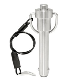HAIWEN 1 Pc Stainless Steel Ring Handle Locking Pin Ball Lock pins Quick Release pin with Button Locating pins Safety pins Dowels w/ Reinforced Lanyard (Dia.:1/4, 1-1/2in)