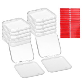 uxcell 12 Pcs Press on Nail Storage Box with Adhesive Double Sided Tape, Acrylic Nail Display Box for Nail Salon Home Storage Supplies, Clear/White