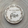And then there were five Wooden Disc, Baby announcement Pregnancy