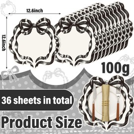 Tinlade 36 Pcs Black Bow Paper Placemats 12.6 Inch Coquette Birthday Decorations Bow Dinner Mats Bow Party Supplies Disposable Paper Placemats for Birthday Bachelorette Bridal Wedding