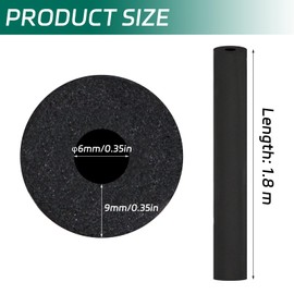 BEASAFY 1.8 m Pipe Insulation Rubber, Pipe Insulation Foam, Black Soft Foam Pipe Insulation for Pipe Insulation, Fitness Equipment, Copper Pipe (Diameter 6 mm)