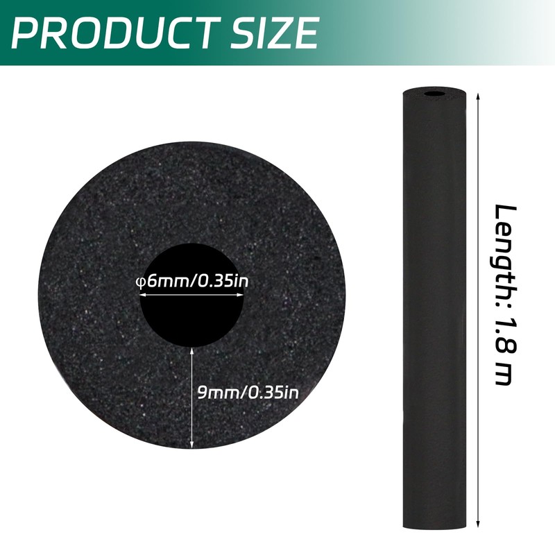 BEASAFY 1.8 m Pipe Insulation Rubber, Pipe Insulation Foam, Black