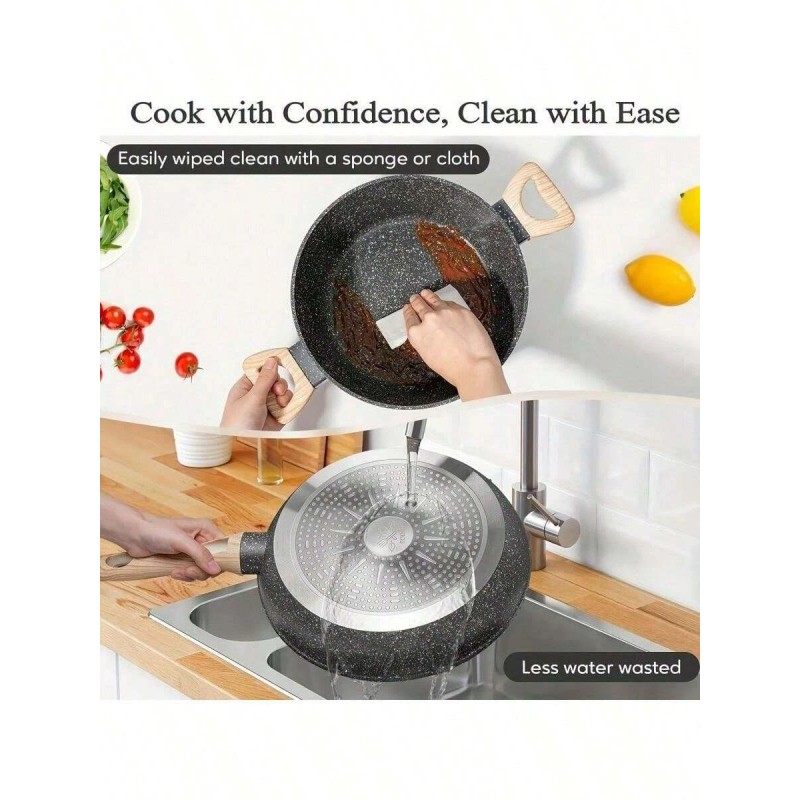 LOOK Fun-12pcs Pots And Pans Set, Non Stick Kitchen Cookware