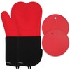 GIOOIG Extra Long Silicone Oven Mitts and Pot Holders, 15”Oven