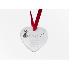 Image Industry Bull Terrier Walk Beside Us Ceramic Heart - Dog Memorial - Memorial Gift - Hanging Decoration