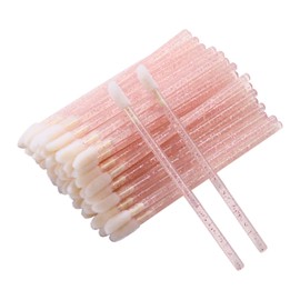 CAIYA 50 Pack Crystal Wand Disposable Lip Brushes, Lip Makeup Brushes Beauty Tool Kits, Lipstick Lip Gloss Applicator for Appling Lip Oil, Lipstick, Lash Extension, Nail Polish, Eyeshadow (Pink)