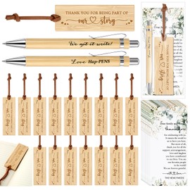 Skyygemm 50 Sets Wedding Party Favors for Guests Include We Got It Write Wood Bamboo Pens Bookmarks with Tassel Thank You Cards with Bag Wedding Favors Welcome Bag Stuffers for Bridal Shower Party