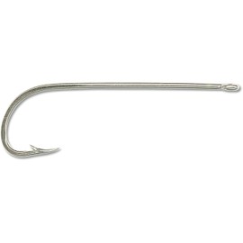 Mustad Classic Special Shape Hollow Reversed Point Beak Hook with Special Long Shank (Pack of 10), Nickel, 4