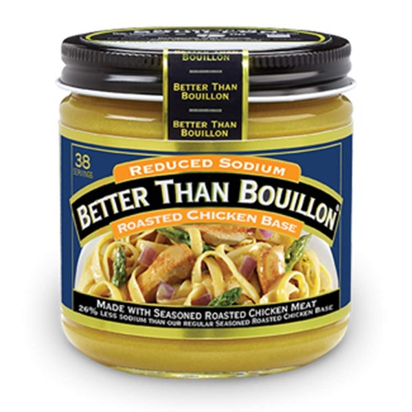 Better Than Bouillon Reduced Sodium Roasted Chicken Base, Made with Seasoned Roasted Chicken & Less Sodium, 38 Servings Per Jar, 8-Ounce Jar (Pack of 2)
