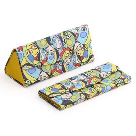 PracticDomus Triangular Folding Lightweight Glasses Case Magnetic Closure and Velvet Lined Interior, Modern Art