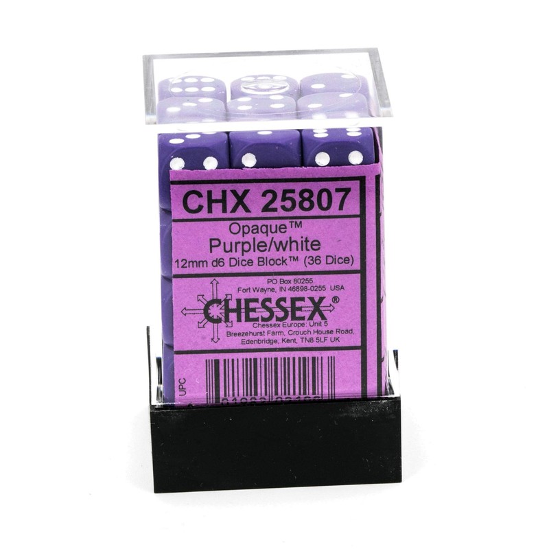 DND Dice Set-Chessex D&D Dice-12mm Opaque Purple and White Plastic