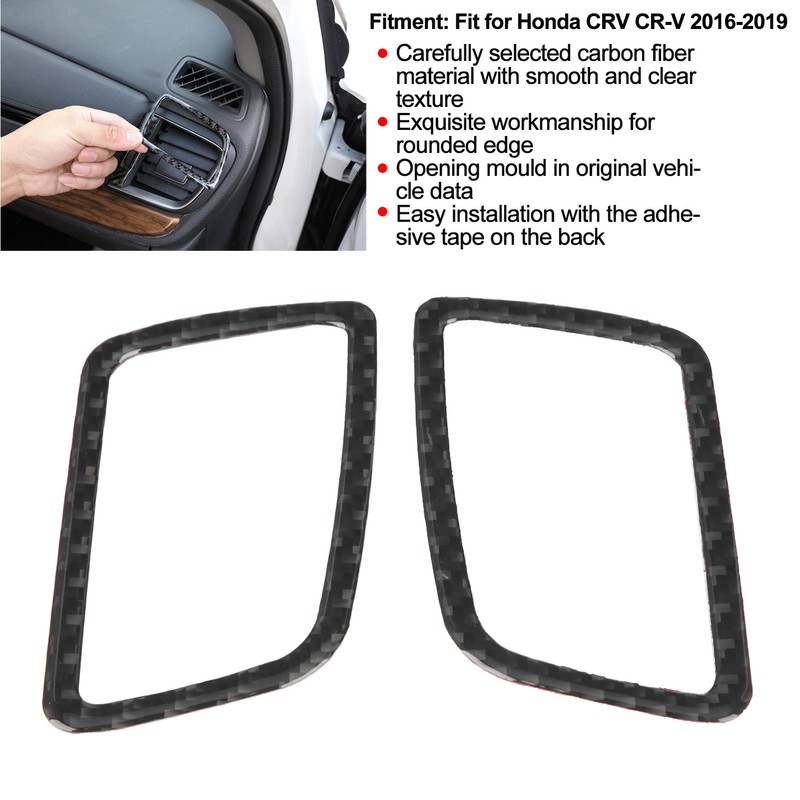 2pcs Carbon Fiber Dashboard Air Vent Cover Trim Paste Installation
