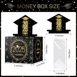 ysmile 2025 Graduation Money Box for Cash Gift, Congrats Grad Surprise Cash Pull Out Box Money Holder for Boy Girl - Black Gold