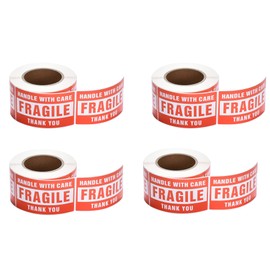 Pacific Mailer Fragile Stickers for Shipping 3in x 2in Handle with Care Fragile Stickers Shipping Labels Strong Ahesive Clear Large Front Text (4 Rolls, 500 per Roll, Total 2000 Labels)