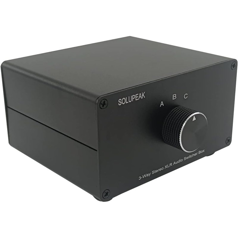 SOLUPEAK 3-Way XLR Stereo Audio Switch Box, Balanced Audio Converter,
