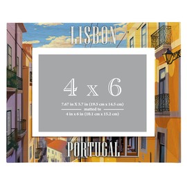 R and R Imports Lisbon Portugal Design A Souvenir Wooden Photo Frame Matted 4 x 6 Inch Single
