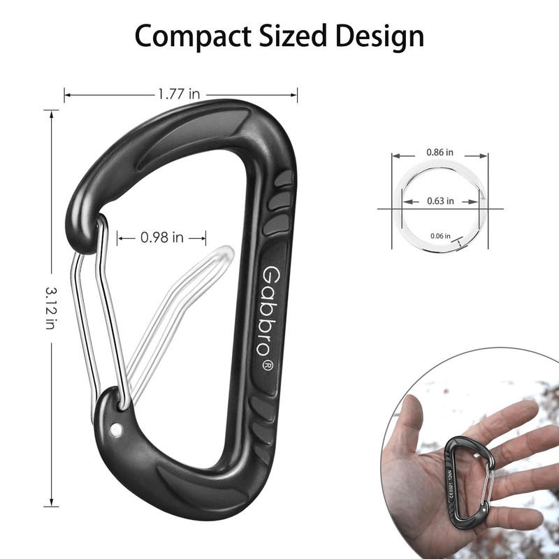 Gabbro Carabiner Clips Heavy Duty 12kN (2697 lbs), | 3.2